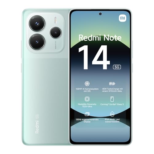 NEW XIAOMI REDMI NOTE 14 5G - 8GB RAM - DUAL SIM - UNLOCKED - GREEN 256GB
