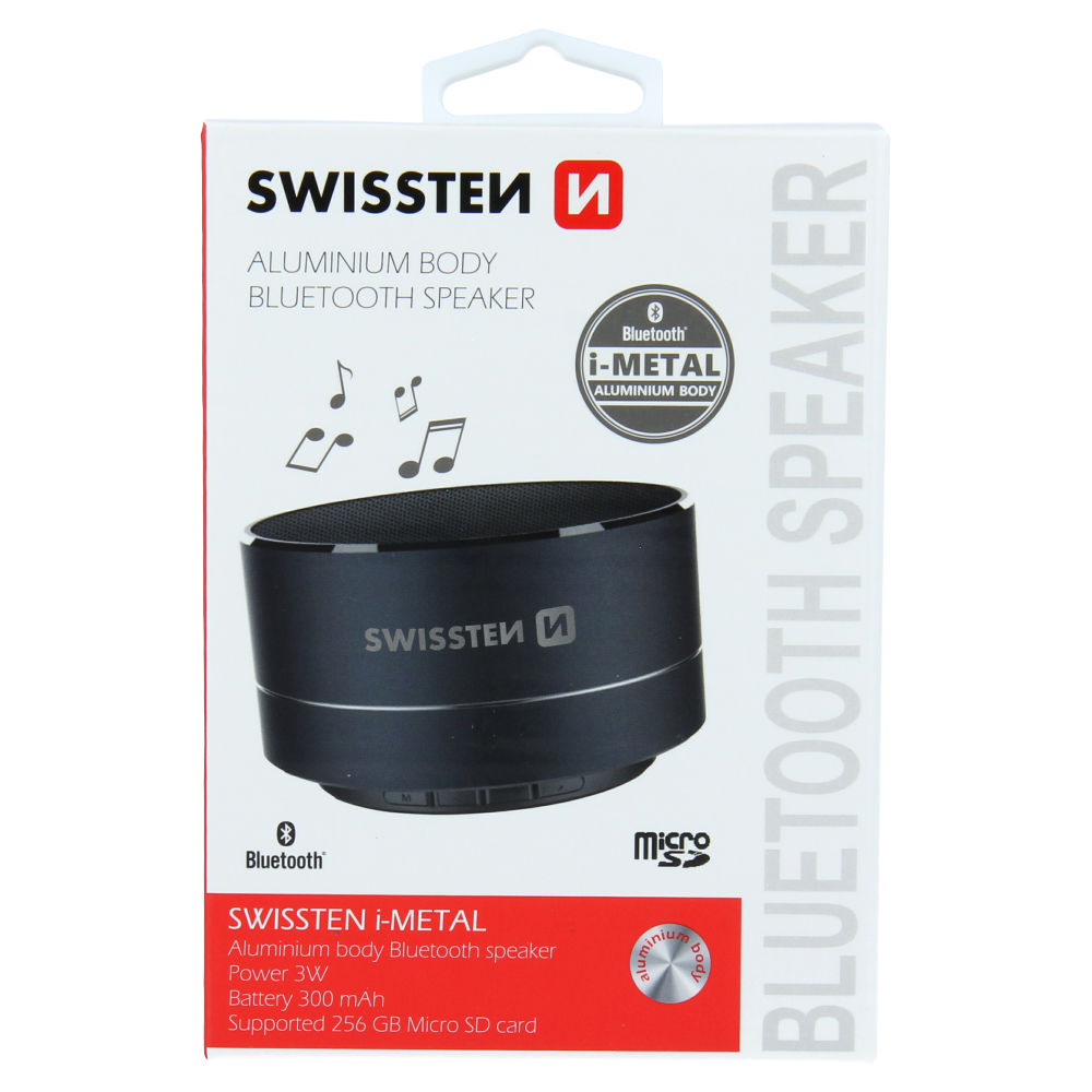 SWISSTEN ALUMINUM BLUETOOTH SPEAKER - BLACK