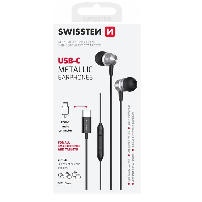 SWISSTEN METALLIC EARPHONES - TYPE C