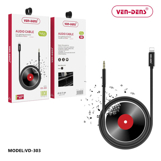 VEN-DENS AUDIO CABLE - LIGHTNING MALE TO JACK MALE