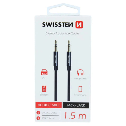SWISSTEN STEREO AUDIO AUX CABLE - JACK TO JACK - 1.5M
