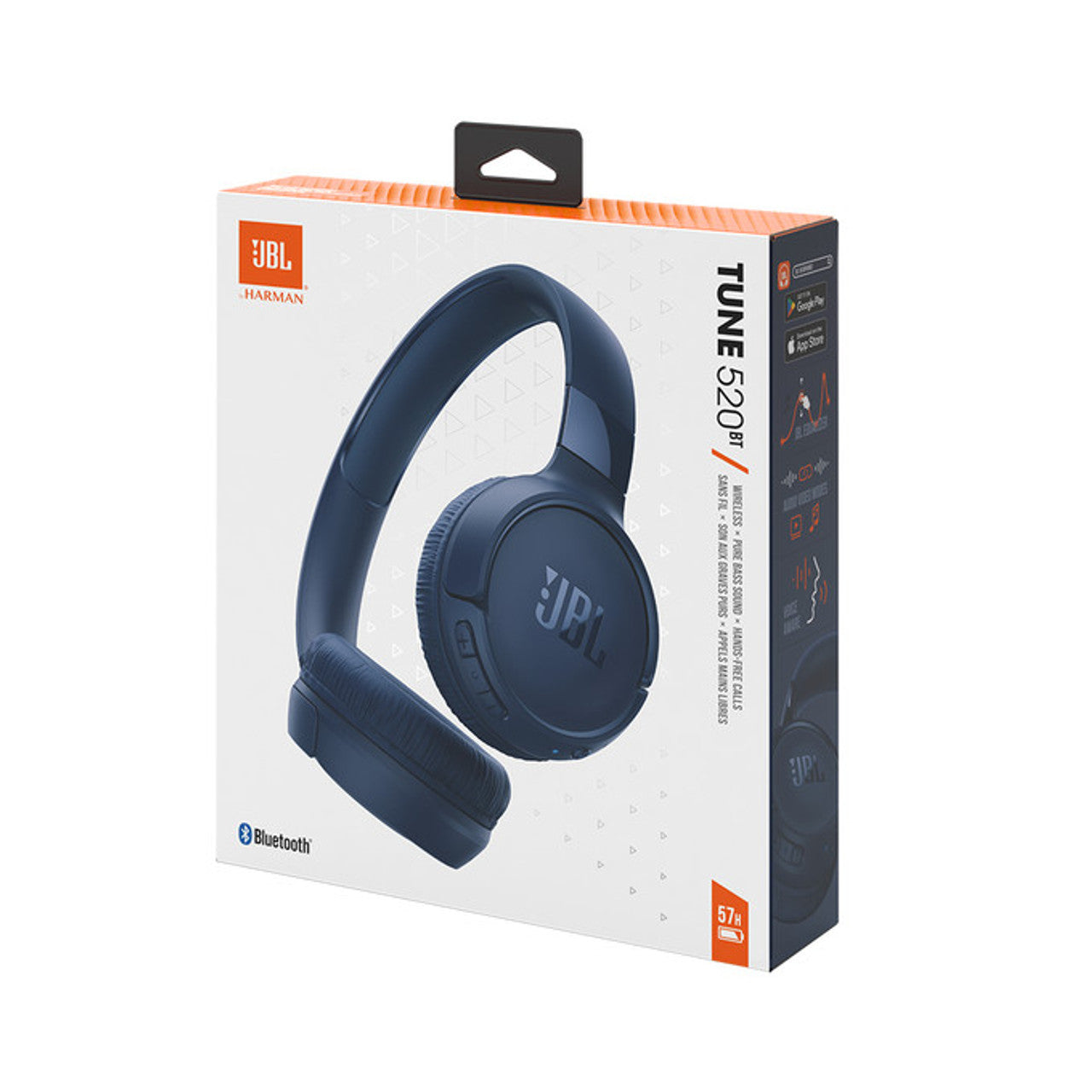 JBL WIRELESS HEADPHONE TUNE 520BT PURE BASS 57 HOURS BLUE