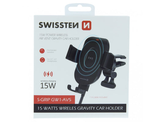 SWISSTEN GRAVITY CAR HOLDER WITH WIRELESS CHARGER 15W