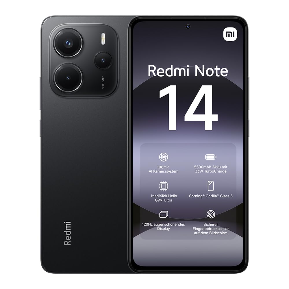NEW XIAOMI REDMI NOTE 14 - DUAL SIM - UNLOCKED - MIDNIGHT BLACK 128GB