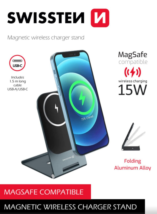 SWISSTEN MAGNETIC CAR HOLDER WITH WIRELESS CHARGER