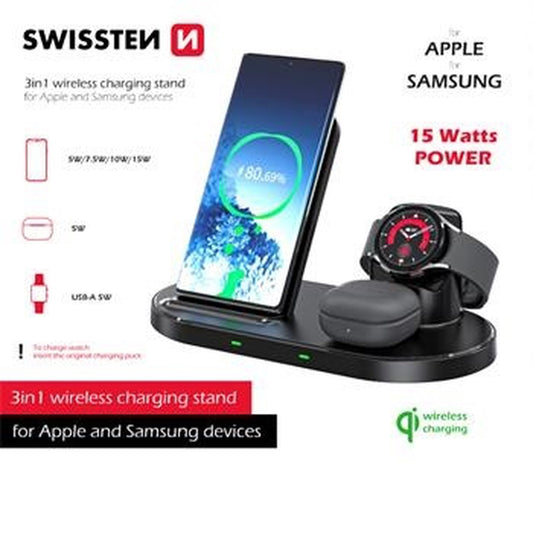 SWISSTEN 3 IN 1 WIRELESS CHARGING STAND