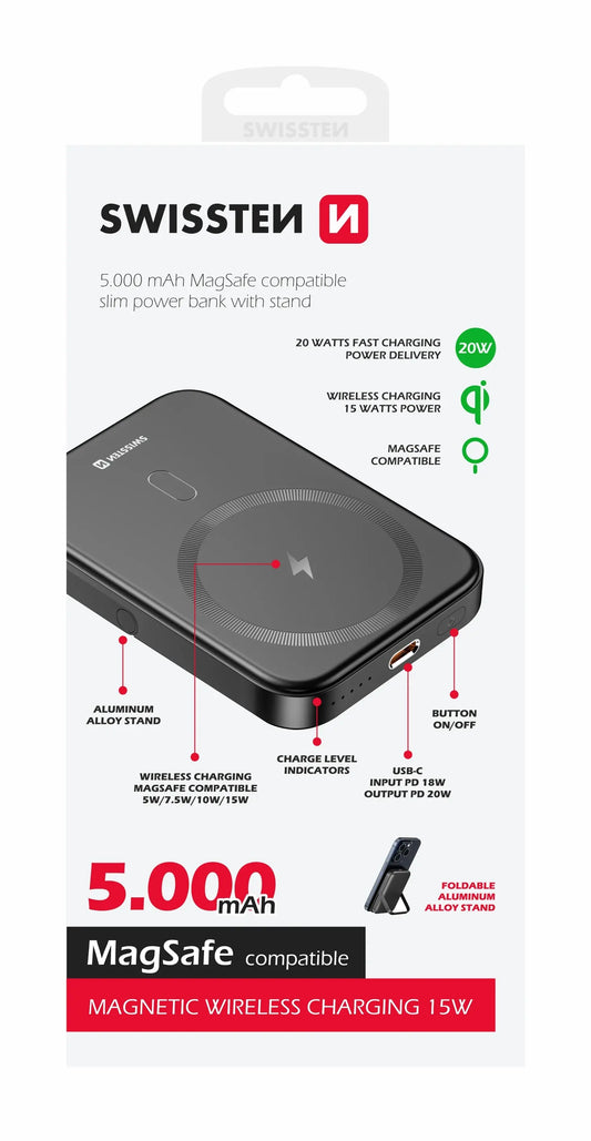 SWISSTEN 15W MAGSAFE WIRELEES CHARGER FOR IPHONE 5000MAH