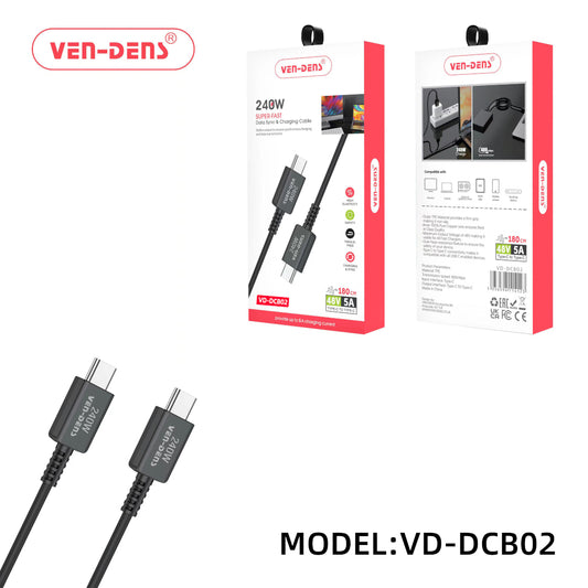 VEN-DENS 240W SUPER FAST DATA CABLE TYPE C TO C 48V 5A
