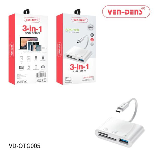VEN-DENS 3 IN 1 USB + SD + TF CARD READER TYPE-C ADAPTER